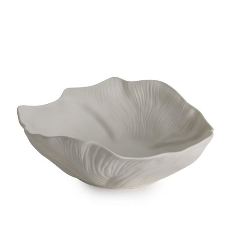 Henriette Centrotavola Coppa foglia in ceramica bianca "Flussi" D30xH10.5 cm - Angelica Home Stabia