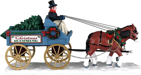 LEMAX Personaggio su carrozza "Christmas Is Coming" H11x21.5x6.6 cm