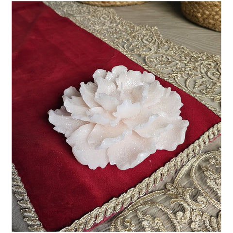 CERERIA PARMA Bougie décorative dahlia ivoire moyenne D15xH5 cm