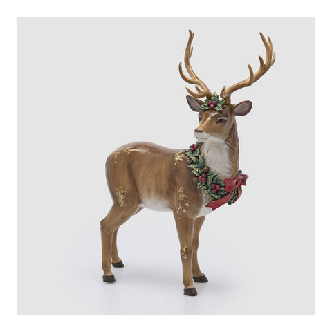 EDG Decoro renna con ghirlanda di natale in poliresina 44x19xH56 cm