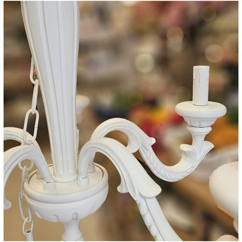 Lustre Brulamp 5 lumières en bois rayé, style Shabby Chic, 2 variantes (1 unité)