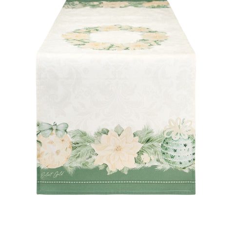 Nuvole di Stoffa Runner natalizio "SILENT GOLD" copritavolo in cotone 50x150 cm