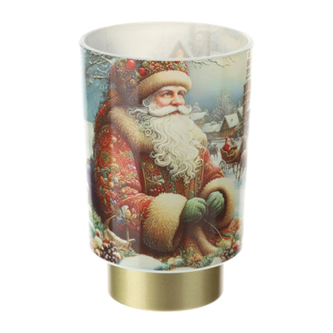 Lampe Père Noël en verre Hervit, lumière chaude, D10 x H25 cm