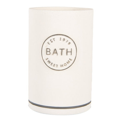 Clayre & Eef Porta Spazzolini da bagno in poliresina bianco D8xH13 cm