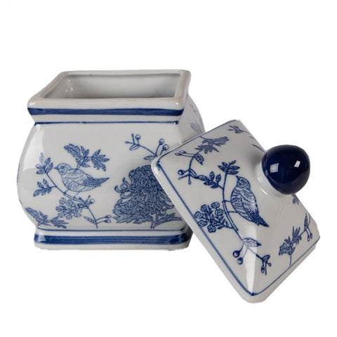 Clayre & Eef Contenitore con decori blu 13x13x17 cm