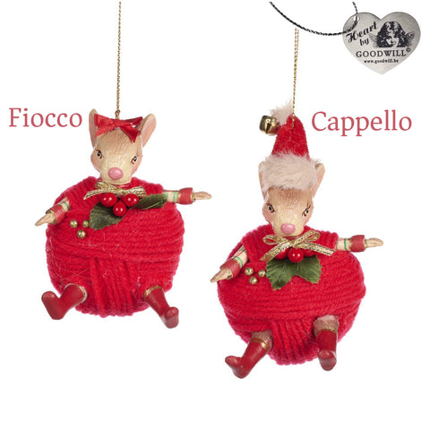 GOODWILL Topo in gomitolo di lana rossa 18 cm 2 varianti (1pz)