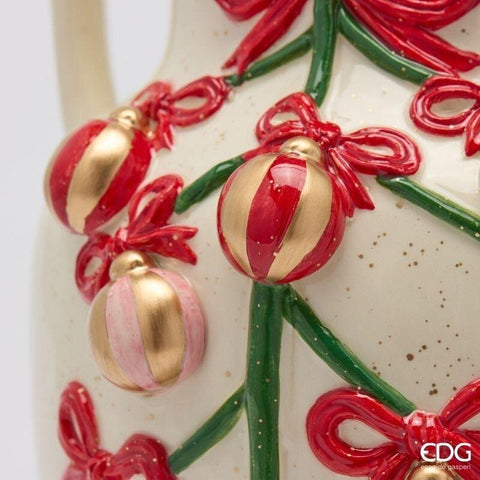 EDG Vaso di natale con decoro abete D18xH25 cm