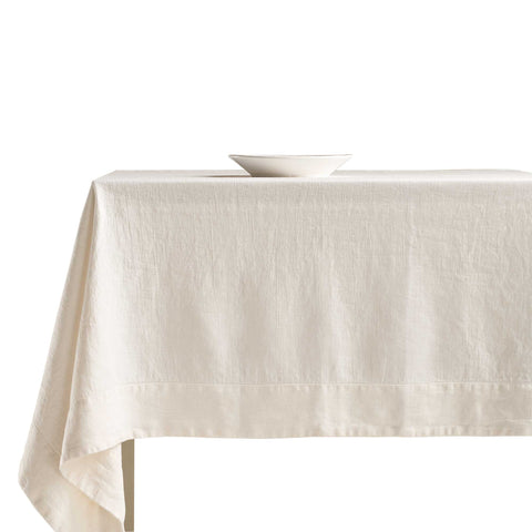 Nappe en lin blanc perle « Graphite » 170 x 360 cm, 2 variantes (1 unité)