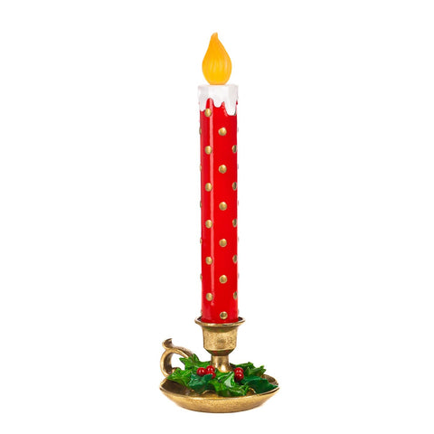 GOODWILL Resin candle with LED light and hollies H50.5 cm