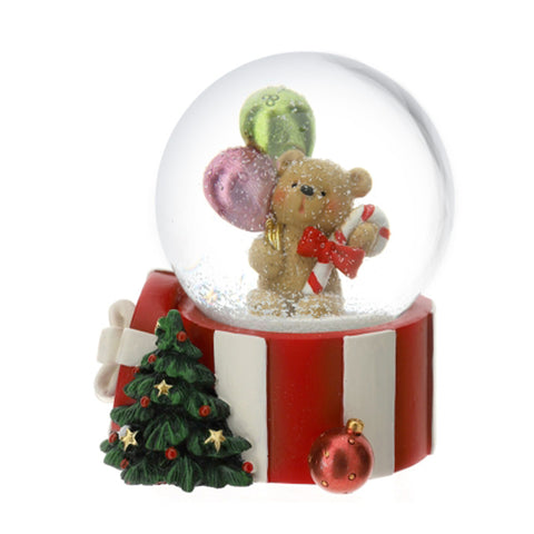 Boule d'eau/neige Hervit avec ours en peluche de Noël D6,5 x H9 cm