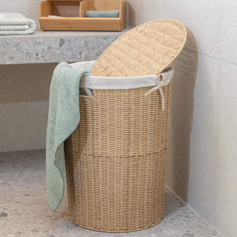 Estia Home Cesto Porta Biancheria da bagno con tessuto interno "Botanica" D40xH50cm