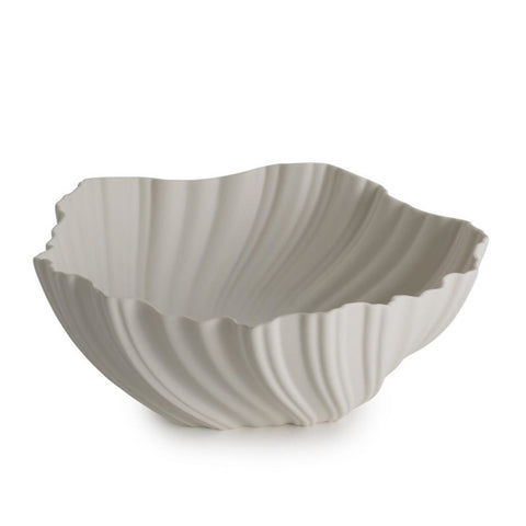 Henriette Centrotavola Coppa Tourbillon in ceramica bianca "Flussi" D30.5xH11.5 cm - Angelica Home Stabia