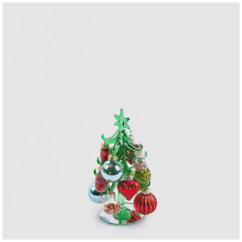 EDG Glass Christmas tree with balls D6xH15 cm