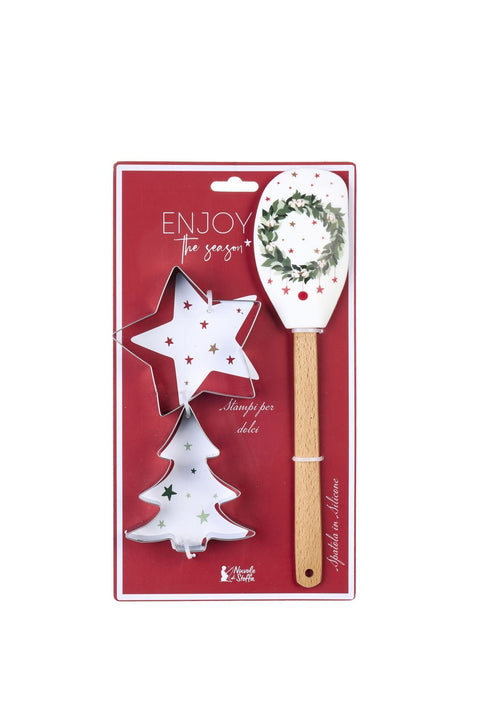Spatule Nuages ​​en Tissu + 2 moules « Noël arrive » 6 variantes (2 unités)