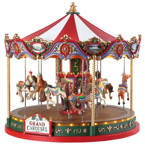 LEMAX The Big Carousel Carousel with Horses Red and Gold 24.1 x 25 x 25 cm