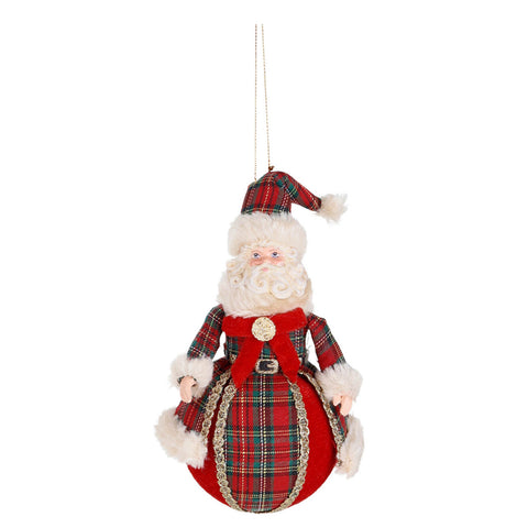 GOODWILL Scottish Tartan Ball with Santa Claus 18 cm 2 variants (1pc)