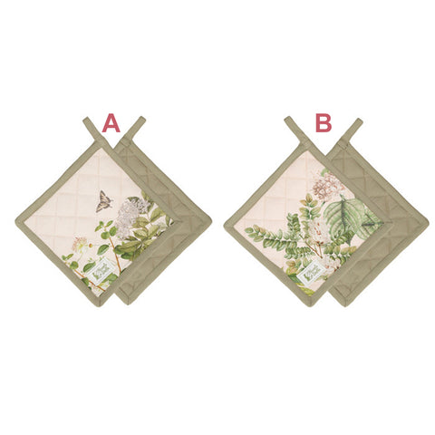 Nuvole di Stoffa Square cotton kitchen pot holder "Herbarium" Shabby Chic 18x18 cm 2 variants (1pc)