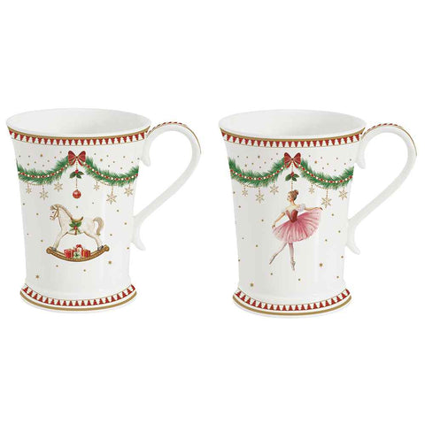 Easy Life Set 2 Mug natalizie in porcellana "Magie de Noel" 300 ml