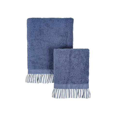 Blanc Mariclò Set 2 asciugamani da bagno in cotone con gala a righe "Sogno" 40x60/60x110 cm 4 varianti(2 unità)