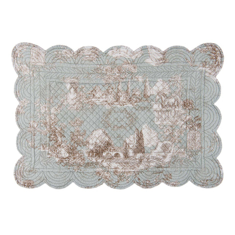 Blanc Mariclò Set 2 tovagliette rettangolari in cotone verde "Toile du Borgo" 35x50 cm