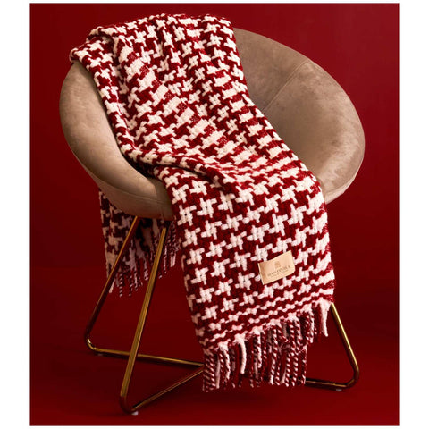 Plaid en laine blanc perle « Pied de Poule » 130x170 cm