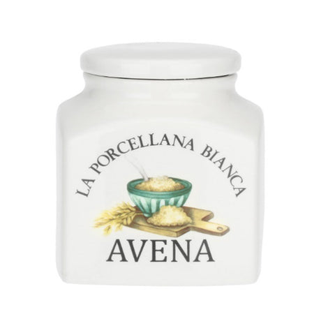 White Porcelain Kitchen Jar Avena "Conserva" 1.1 LT