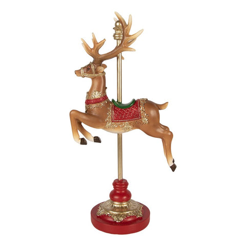 Clayre & Eef Statuette de renne décorative de Noël en résine marron 18x10x35 cm