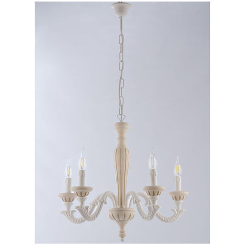 Lustre Brulamp 5 lumières en bois rayé, style Shabby Chic, 2 variantes (1 unité)