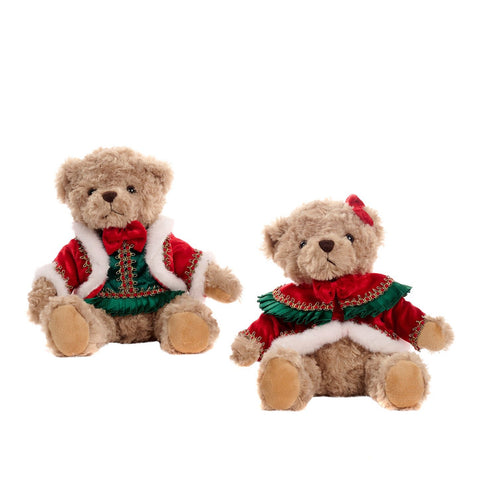 FAM.FEAST MR/MRS BEAR TT ASS/2 BRWN/RD/GRN 30CM