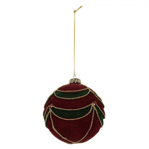 Clayre & Eef Sfera di natale effetto velluto D8 cm