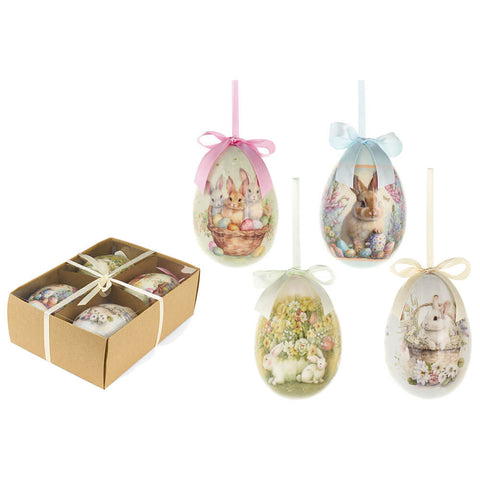 Nuvole di Stoffa Set 4 uova di pasqua con conigli + scatola regalo "Rabbit PePen" H12 cm