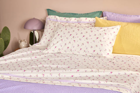 Pearl White Complete double bed in cotton + 2 "Gelsomino" pillowcases, 2 variants