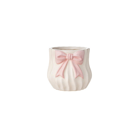L'Arte di Nacchi Vaso in ceramica avorio fiocco rosa D15xH14 cm