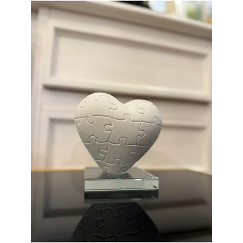 Chiaraela Cuore puzzle grande base in vetro 14x13 cm 2 varianti(1 unità)