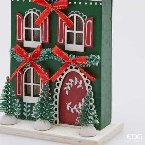EDG casetta decoro natalizio con LED in legno 11,5x5,5xH19 cm