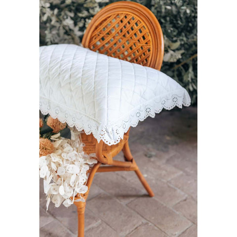 Blanc Mariclò Lot de 2 taies d'oreiller blanches à volants en dentelle « Estate di Sangallo », 50 x 80 cm