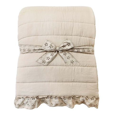 Blanc Mariclò Beige Winter Double Quilt "Acquarello di Sangallo" 260x260 cm