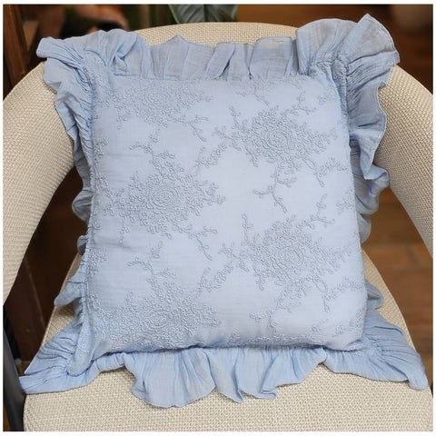 Chez Moi Housse de coussin en dentelle et volant Made in Italy "Etoile Corinzio" 40x40 cm 2 variantes (1pc)
