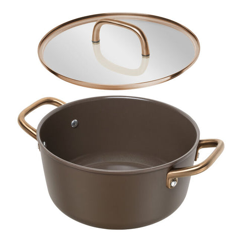 ZWILLING Milano Casseruola in alluminio marrone + coperchio in vetro, CERAFORCE Titanium 24 cm