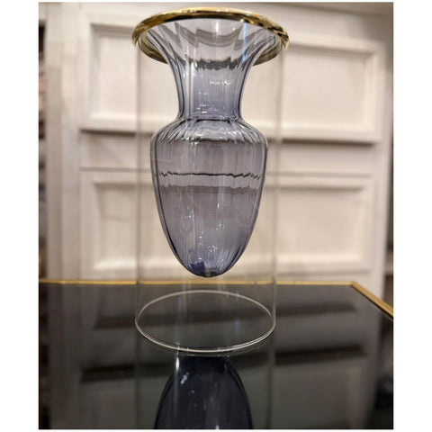 Chiaraela Vaso cilindro grande in vetro lucido nero "Elegance" D12xH24 cm