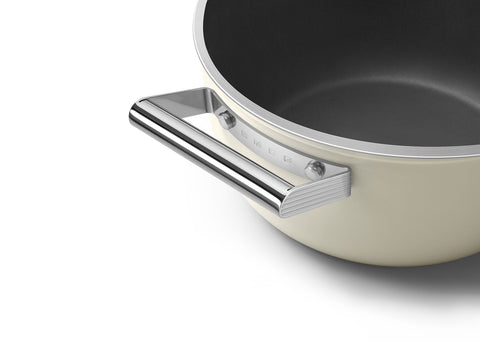 Smeg Casseruola due manici panna + coperchio "50's Style" D24 cm / 35.8x25.4xH13.4 cm