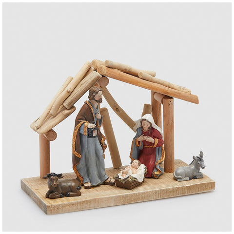 EDG Enzo De Gasperi Nativity figurines with hut L32x15xH22 cm