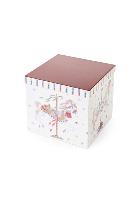 Lot de 3 boîtes de Noël carrées « Carrousel » en tissu Nuages ​​20/23/25 cm