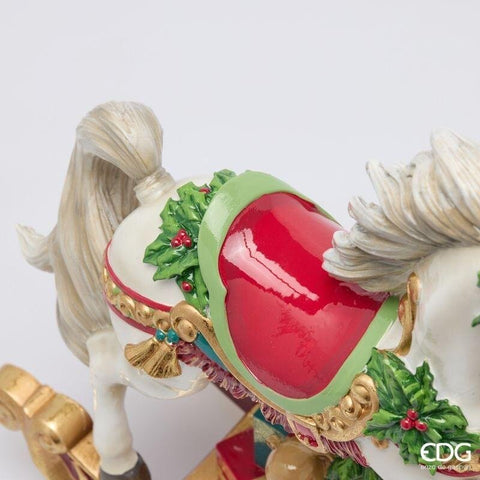 EDG Decoro natalizio cavallo a dondolo in poliresina 34x13xH37 cm