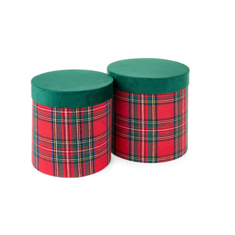 Nuvole di Stoffa Set 2 scatole rotonde velluto scozzese