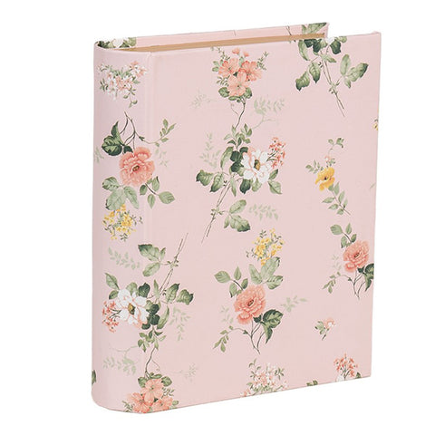 Clayre & Eef Scatola Libro contenitore in cartone rosa con fiori 17x14x5 cm