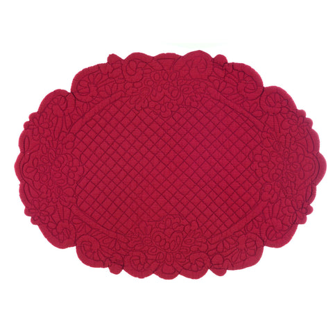 Blanc Mariclò Set 2 tovagliette americane ovali in cotone rosso "Carmen" 35x50 cm