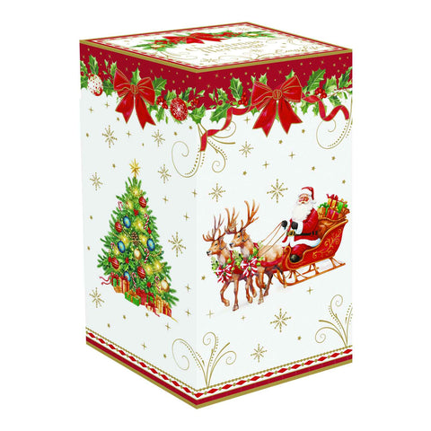 Easy Life Portacandela di natale in porcellana "Christmas Heritage" 6,5x6,5xH14,5 cm