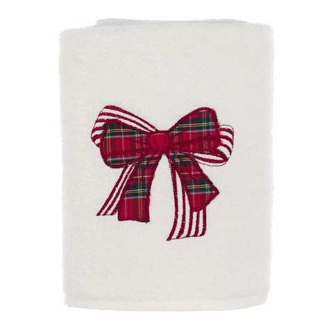 Blanc Mariclò Set of 2 Tartan Bow Cotton Towels 40x60/60x110 cm