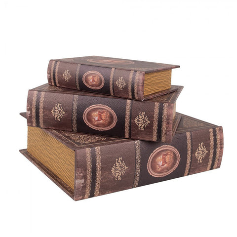 Clayre & Eef Set 3 Scatole Libri 27x22x7 / 22x17x6 / 17x12x4 cm